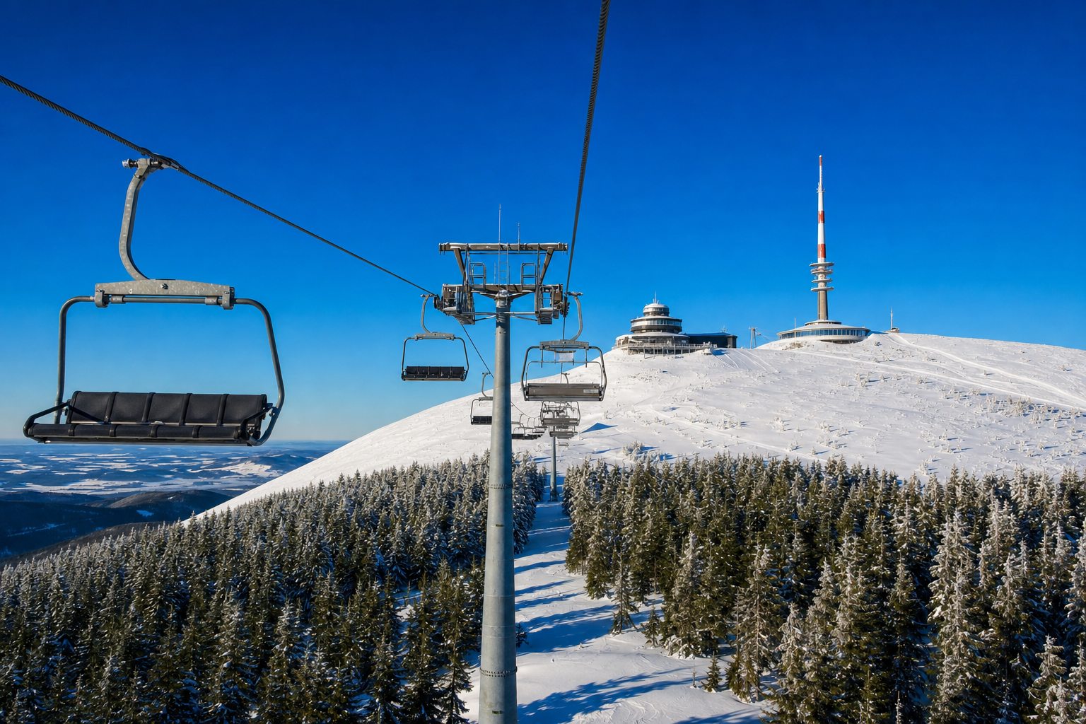 Vierersesselbahn am Fichtelberg in Oberwiesenthal im Winter